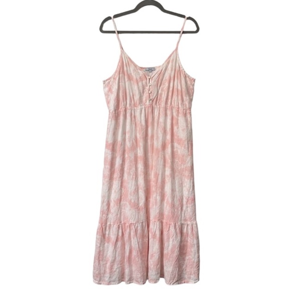 RAILS MIDI Dress XL LINEN Blend DELILAH Pink Tie Dye Adj. Spaghetti Straps $188 - Picture 6 of 13